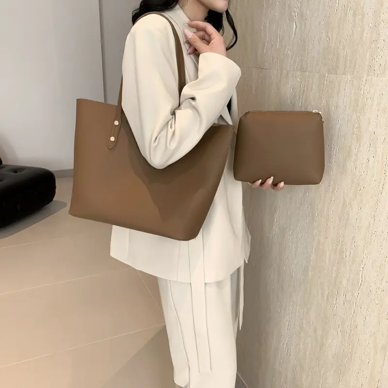 Retro Brown Shoulder Tote Bag Large Capacity Casual 2024 - Image 3