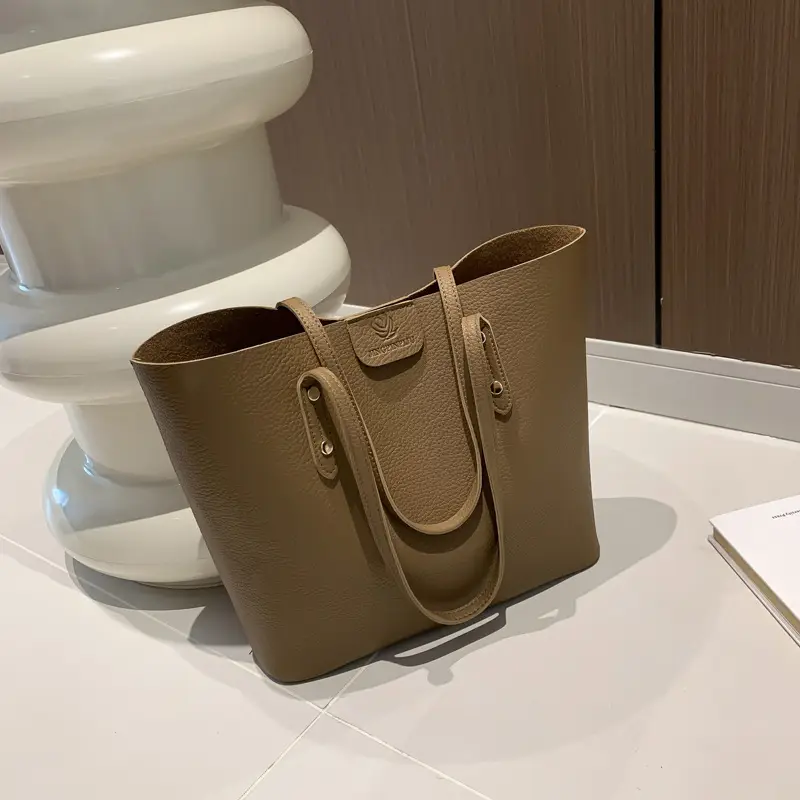 Retro Brown Shoulder Tote Bag Large Capacity Casual 2024 - Image 5