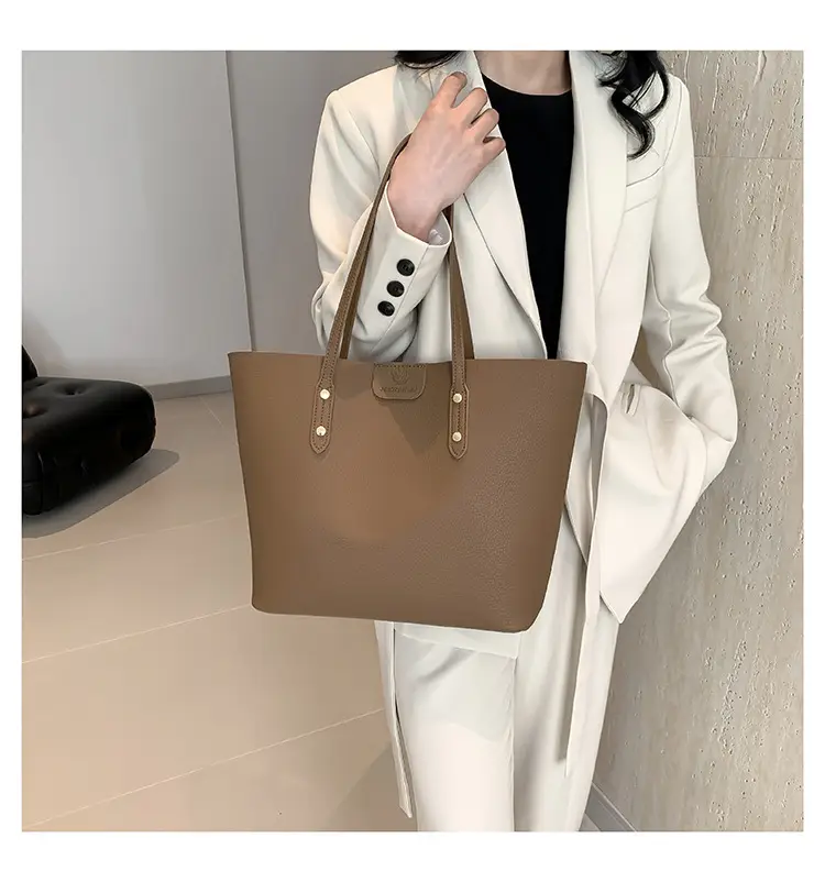 Retro Brown Shoulder Tote Bag Large Capacity Casual 2024 — feature 10