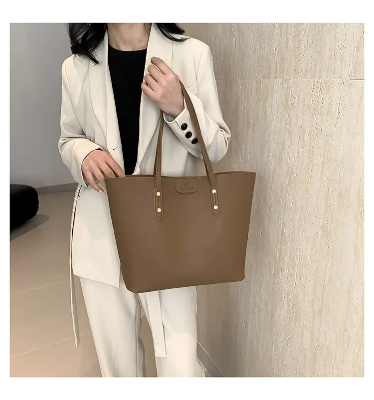 Retro Brown Shoulder Tote Bag Large Capacity Casual 2024 — feature 11