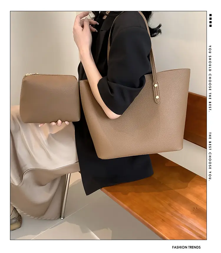 Retro Brown Shoulder Tote Bag Large Capacity Casual 2024 — feature 5