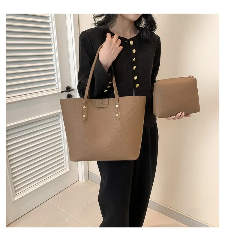 Retro Brown Shoulder Tote Bag Large Capacity Casual 2024 — feature 8