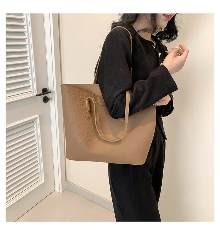 Retro Brown Shoulder Tote Bag Large Capacity Casual 2024 — feature 9