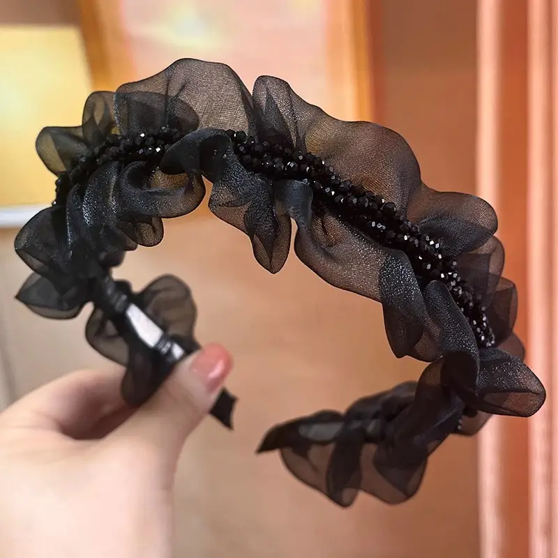 Black Crisp Crystal Wide Brim Hairpin for Women - Image 5