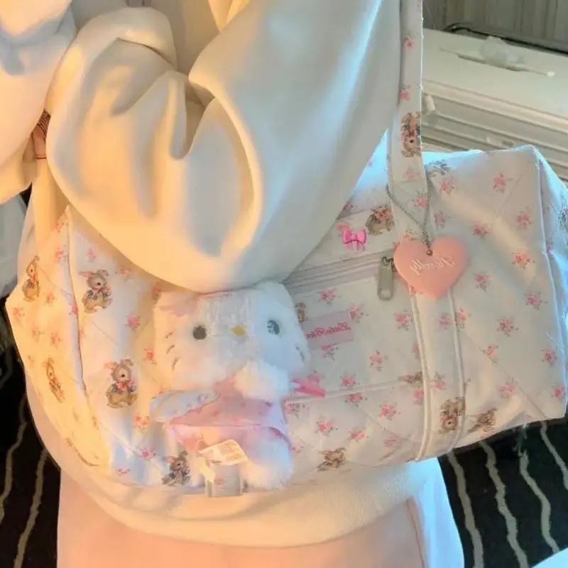 Floral Travel Tote Bag for Girls 2024 Commuter Student