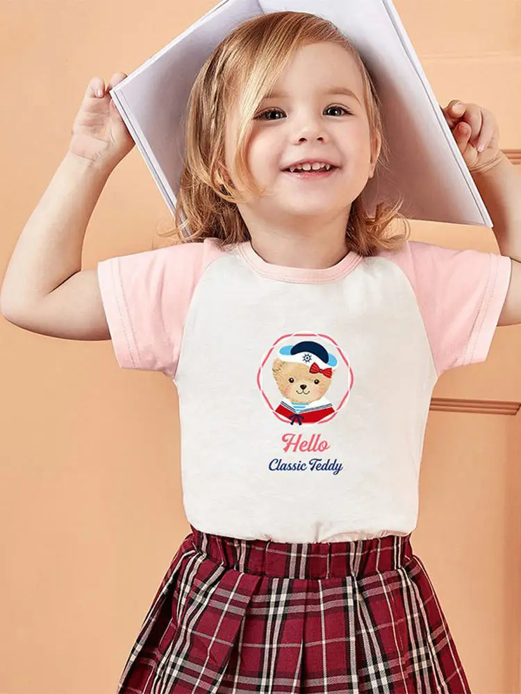 Classic Teddy Three-Piece Kids T-Shirt Set Pink Red White - Image 6
