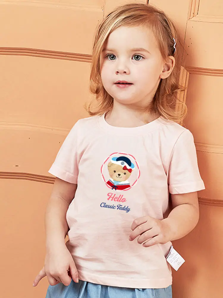 Classic Teddy Three-Piece Kids T-Shirt Set Pink Red White - Image 7
