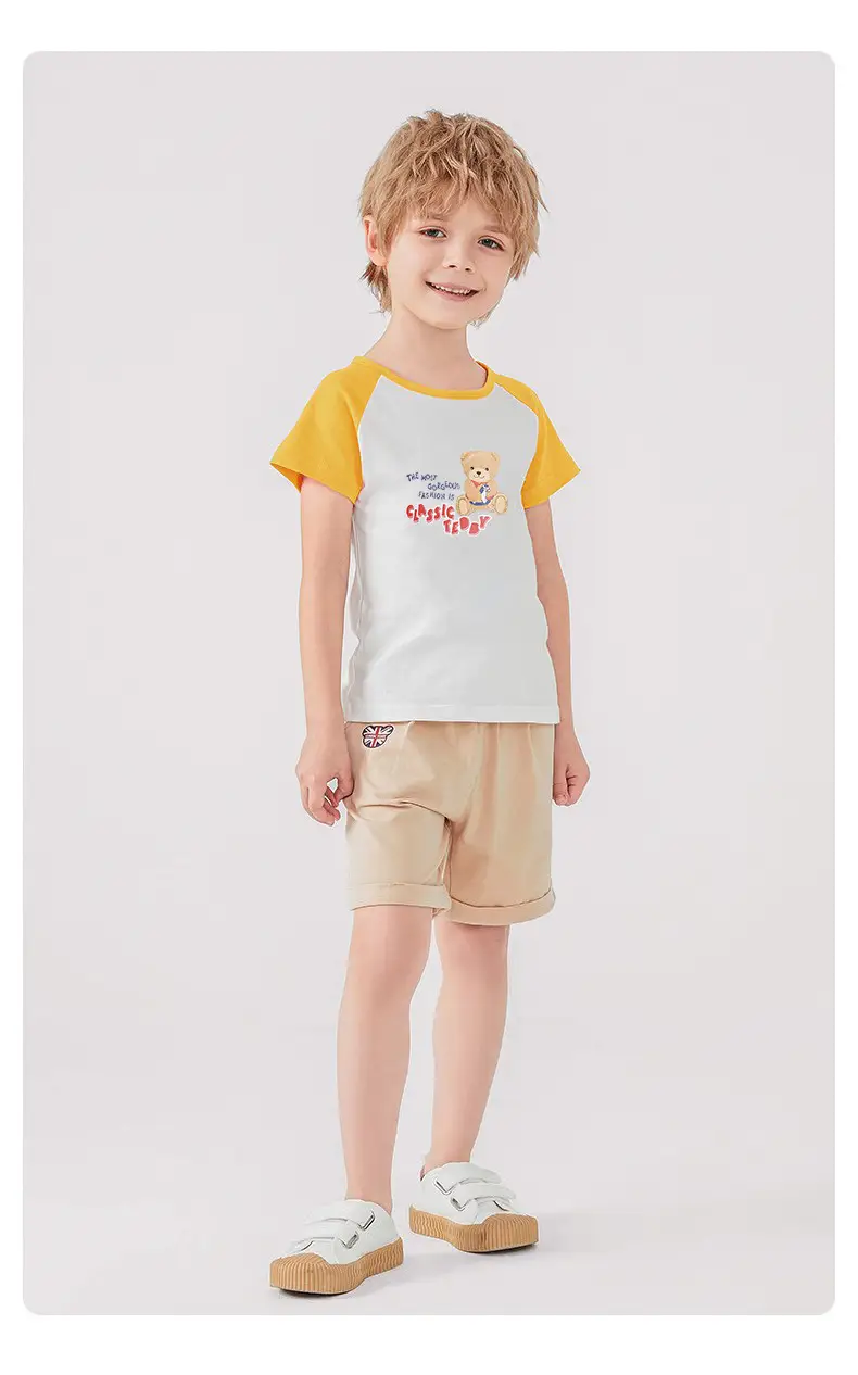 Classic Teddy Three-Piece Kids T-Shirt Set Pink Red White — feature 5