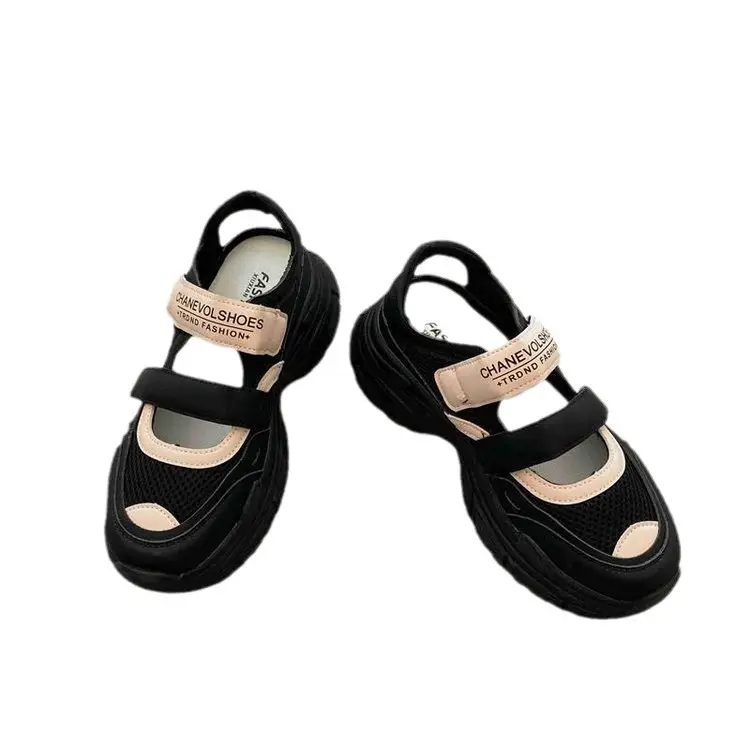 Women Black Mesh Platform Sandals 2024