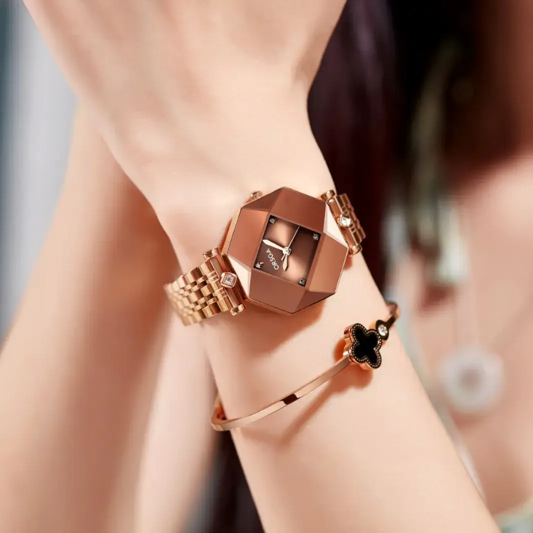 Ozawa Green Quartz Women's Watch with Rose Gold Band - Image 7