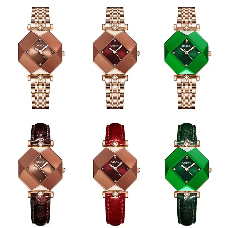 Ozawa Green Quartz Women's Watch with Rose Gold Band - Image 8