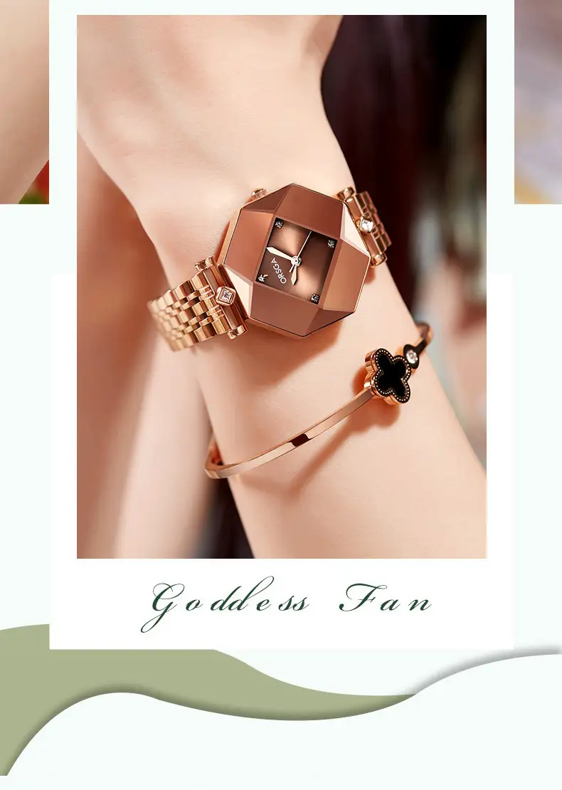 Ozawa Green Quartz Women's Watch with Rose Gold Band — feature 7