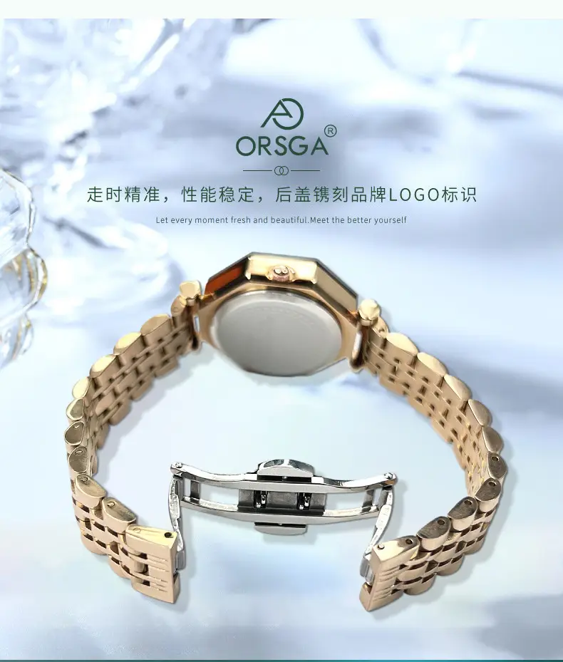 Ozawa Green Quartz Women's Watch with Rose Gold Band — feature 8
