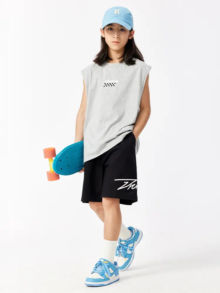 Kids Sleeveless Hip Hop T-Shirt Black Cotton - Image 7