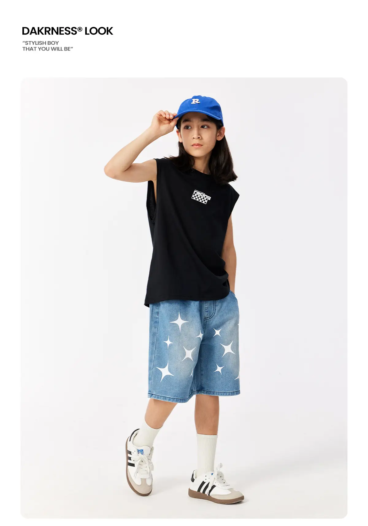 Kids Sleeveless Hip Hop T-Shirt Black Cotton — feature 13