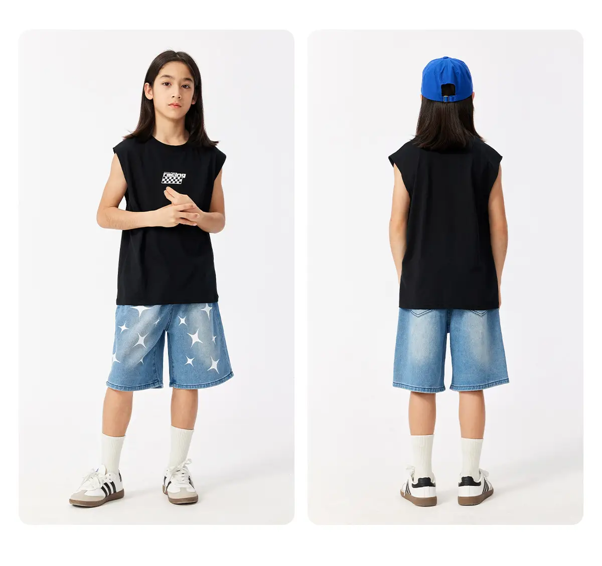 Kids Sleeveless Hip Hop T-Shirt Black Cotton — feature 14