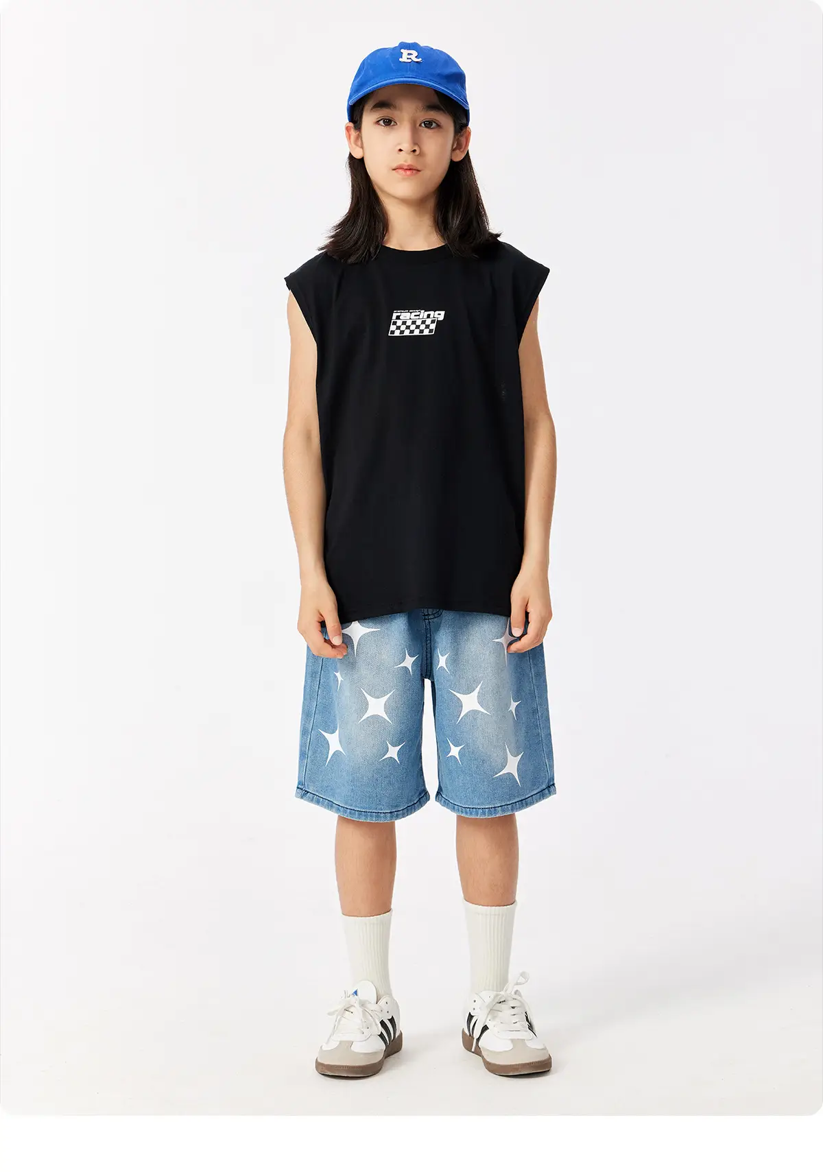 Kids Sleeveless Hip Hop T-Shirt Black Cotton — feature 15