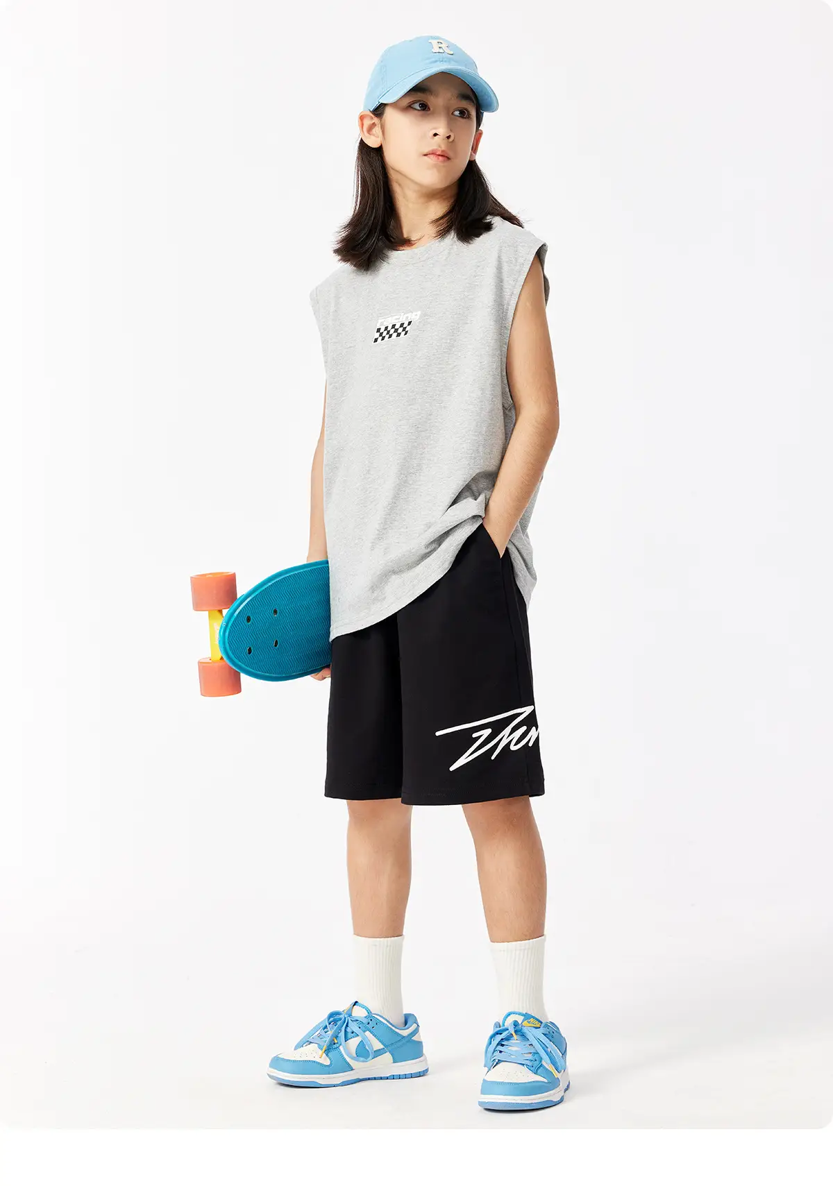 Kids Sleeveless Hip Hop T-Shirt Black Cotton — feature 19