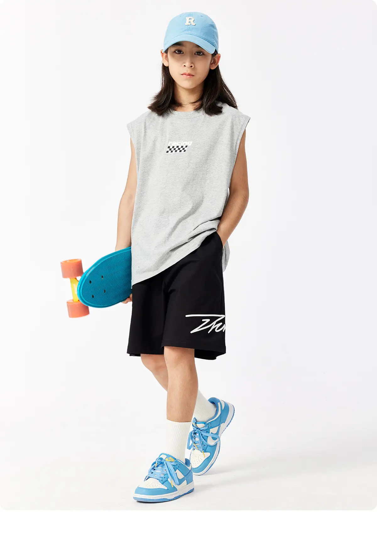 Kids Sleeveless Hip Hop T-Shirt Black Cotton — feature 20