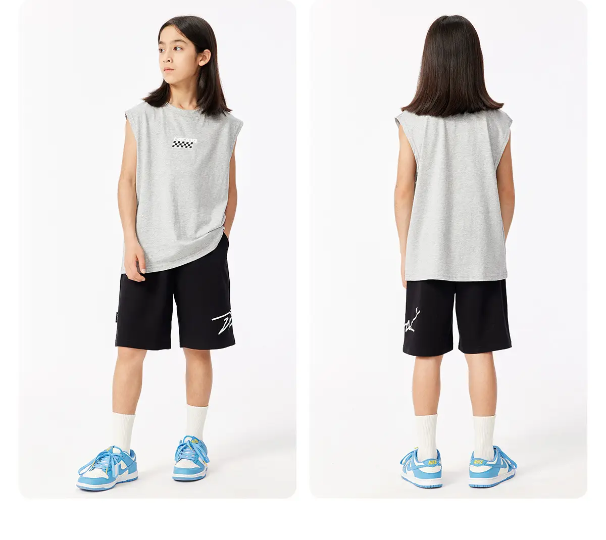 Kids Sleeveless Hip Hop T-Shirt Black Cotton — feature 21