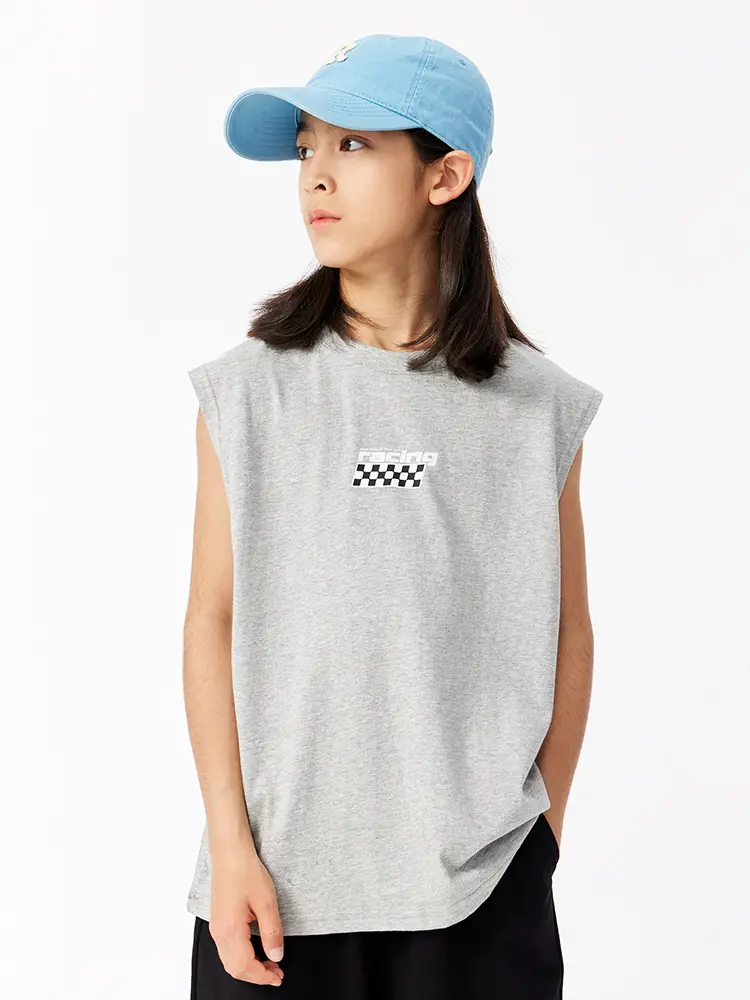 Kids Sleeveless Hip Hop T-Shirt Black Cotton — feature 22