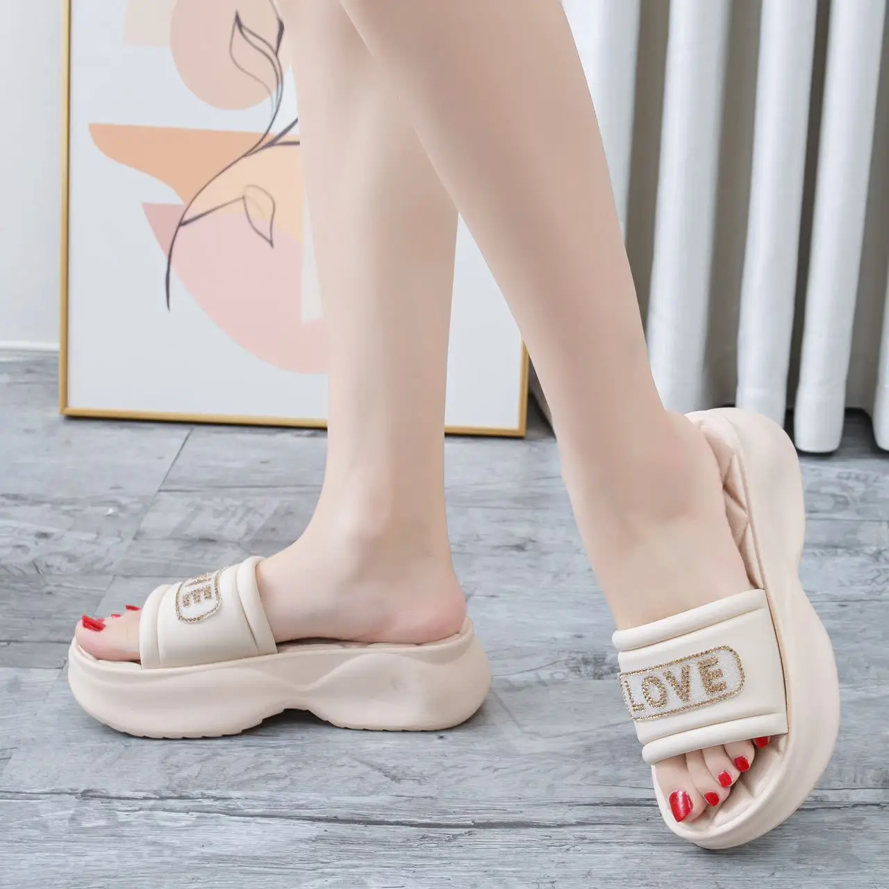Women's English Diamond Diamond Slippers Summer Platform Heels — feature 8