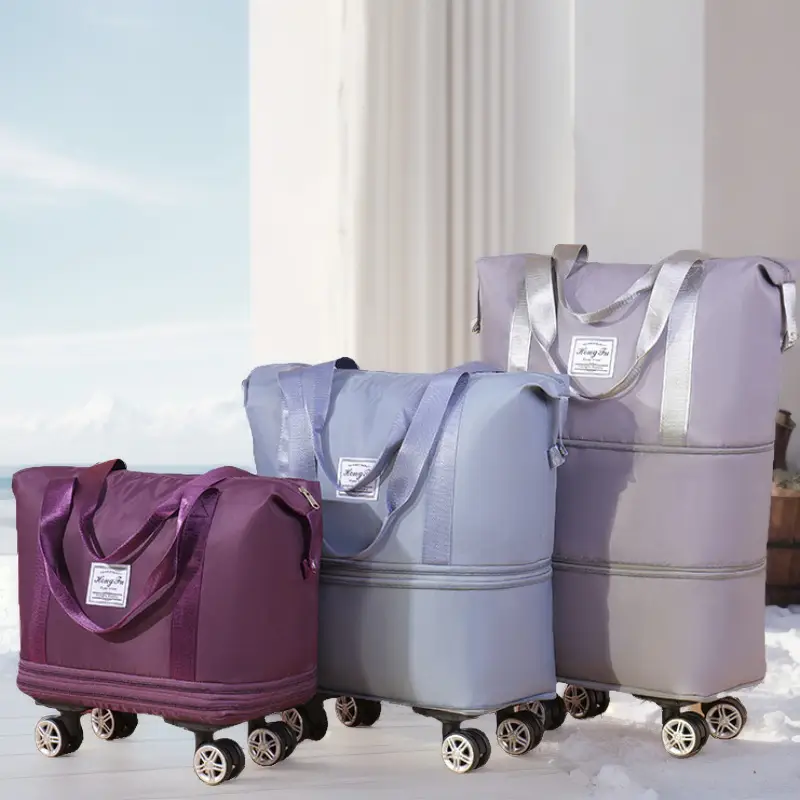 Pink 4-Wheel Travel Bag with Handles - Image 12