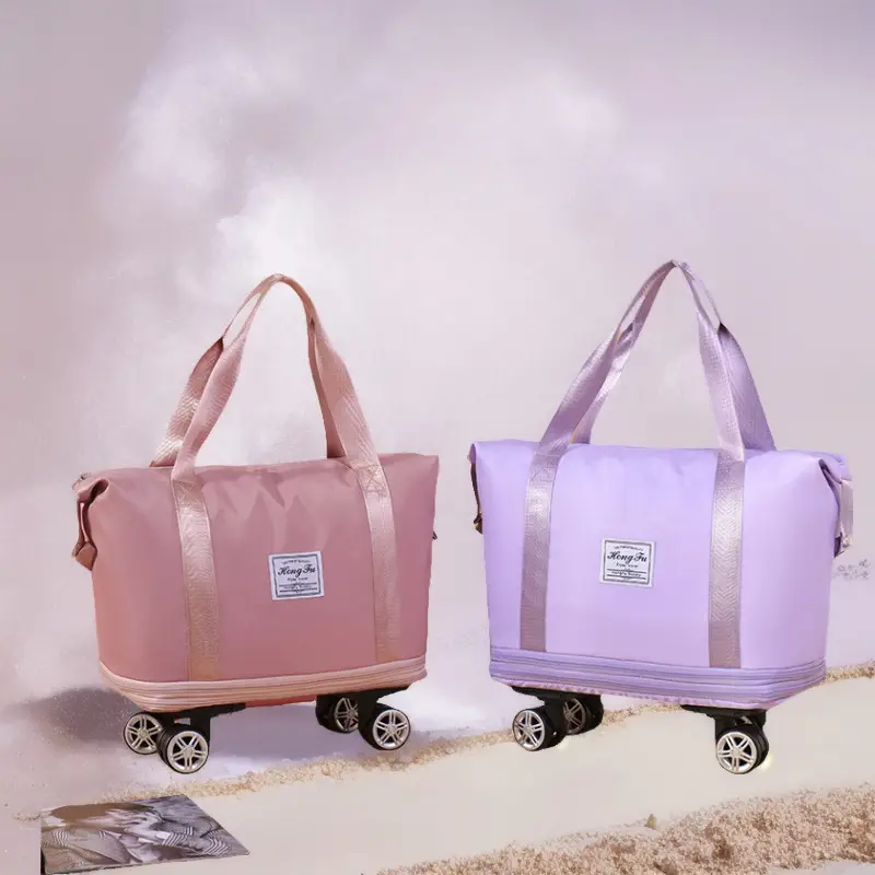 Pink 4-Wheel Travel Bag with Handles - Image 9