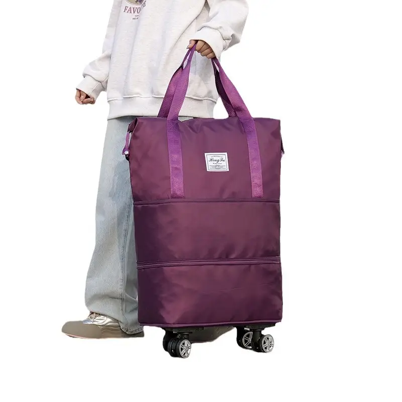 Pink 4-Wheel Travel Bag with Handles - Image 11
