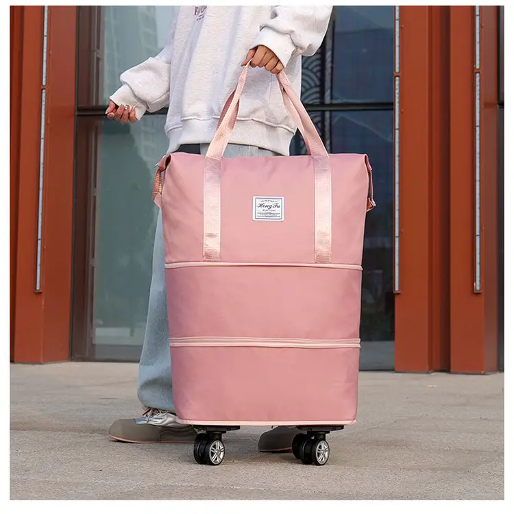 Pink 4-Wheel Travel Bag with Handles — feature 12