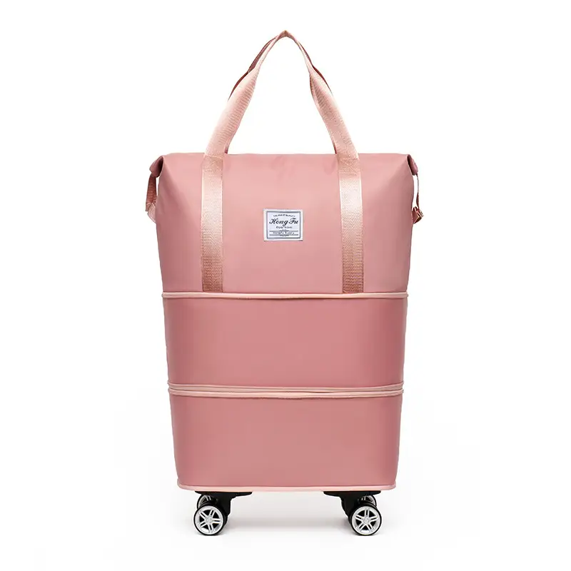 Pink 4-Wheel Travel Bag with Handles - Image 3