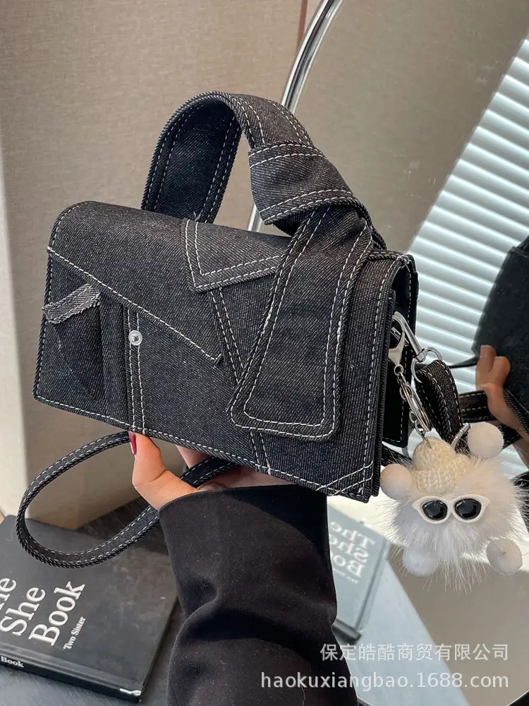 Silver Denim Shoulder Bag for Women 2024