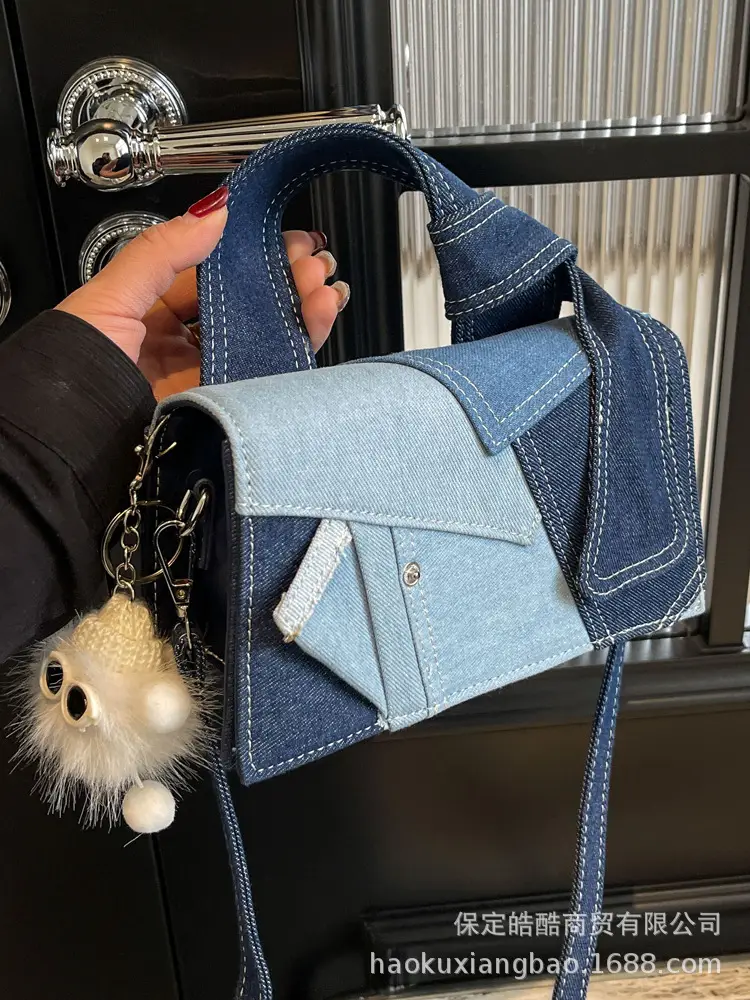 Silver Denim Shoulder Bag for Women 2024