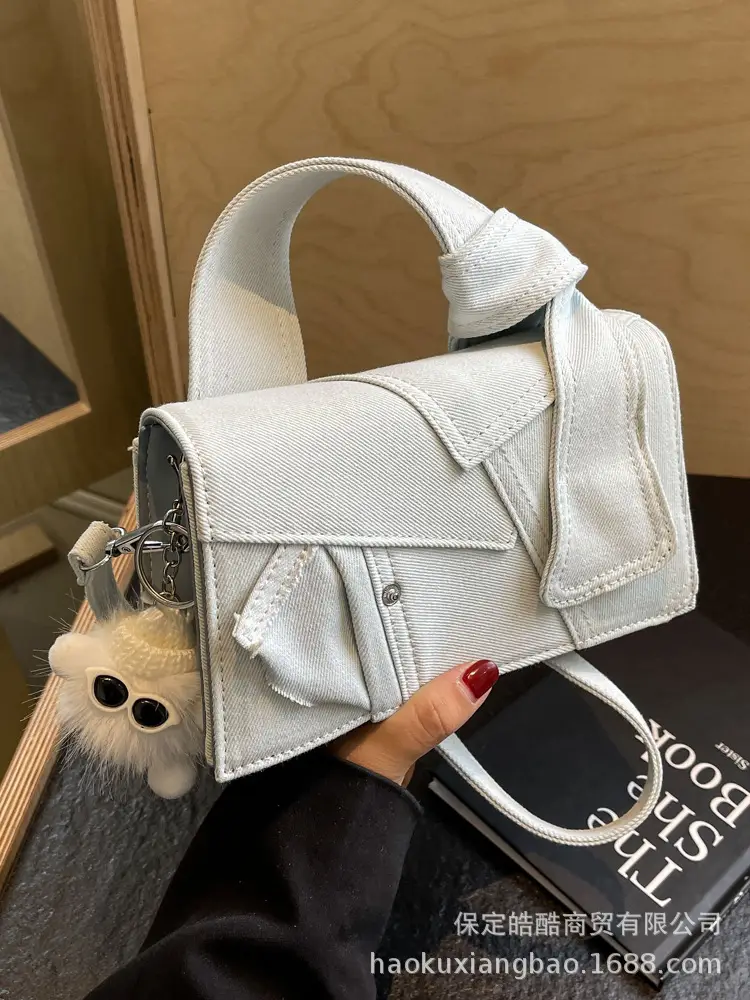 Silver Denim Shoulder Bag for Women 2024