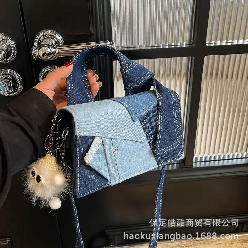 Silver Denim Shoulder Bag for Women 2024