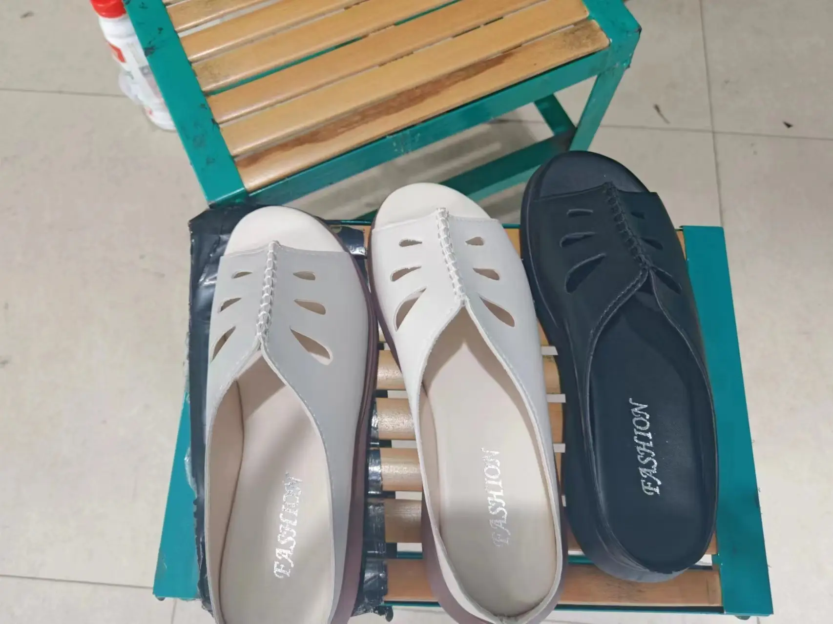 Women's 2024 Summer Leather Wedge Sandals White - Image 3