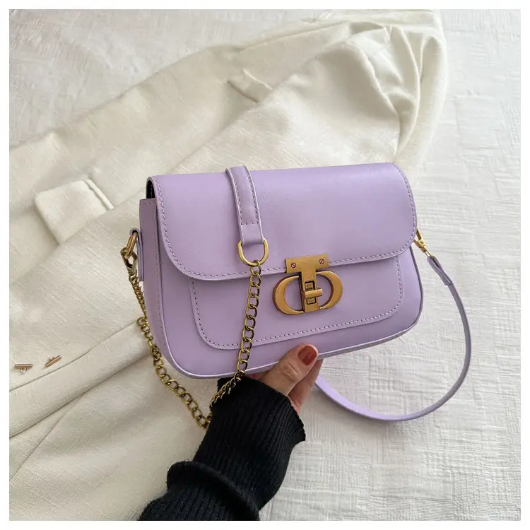 Retro Style Women's Shoulder Bag Beige Gold Clasp — feature 11
