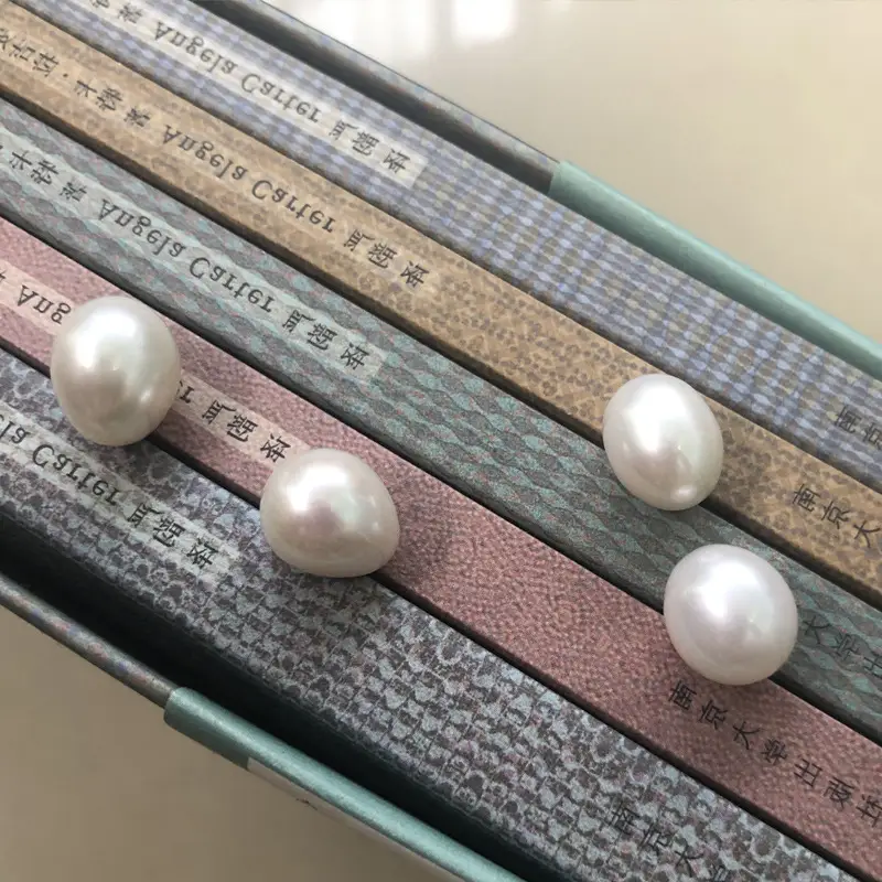 White Freshwater Pearls 10-11mm Half Hole Beads - Image 2