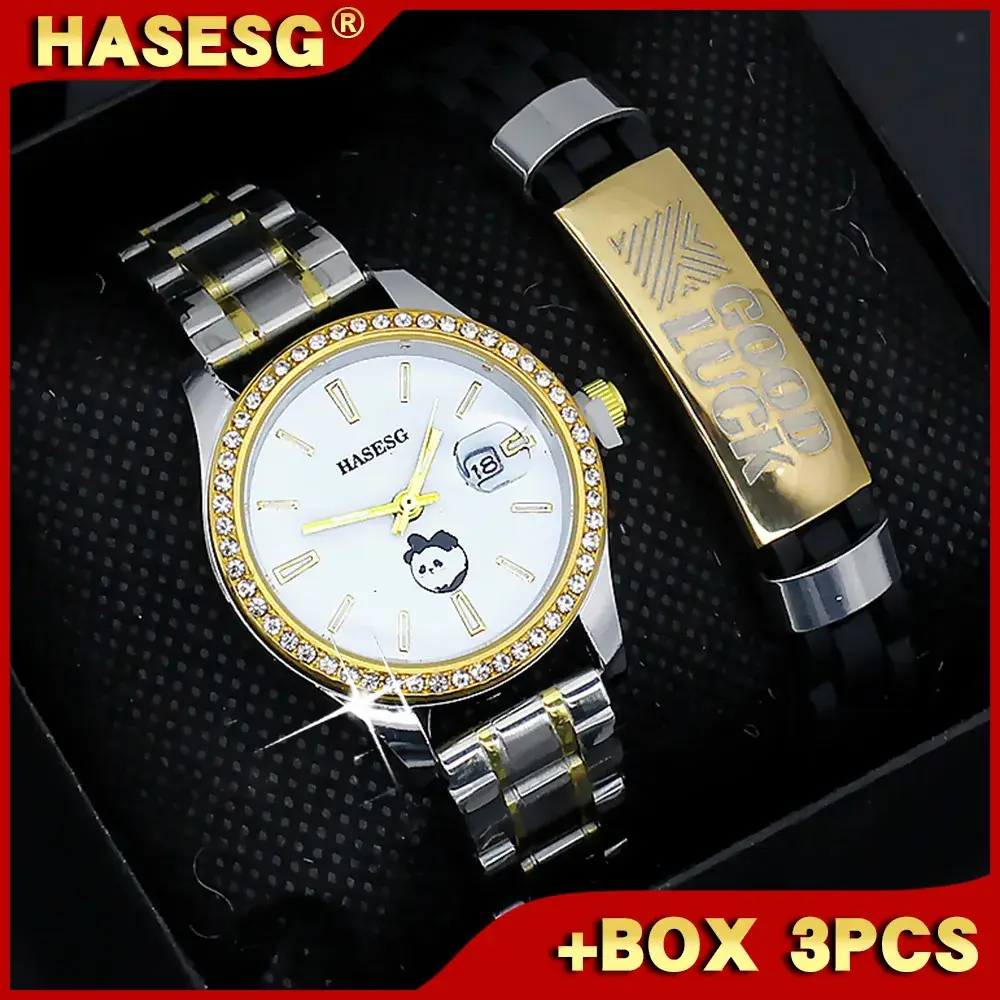 Women's Gold Quartz Watch with Diamond Band - Image 14