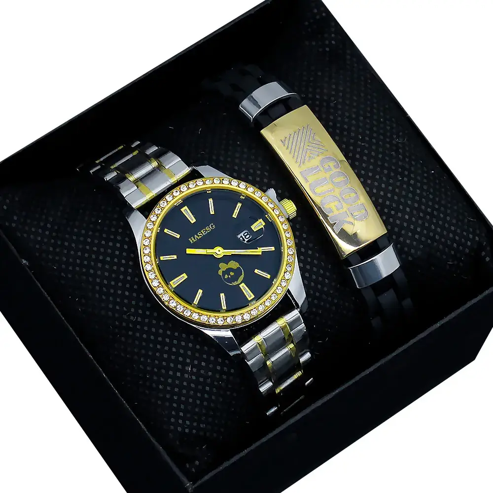 Women's Gold Quartz Watch with Diamond Band - Image 15