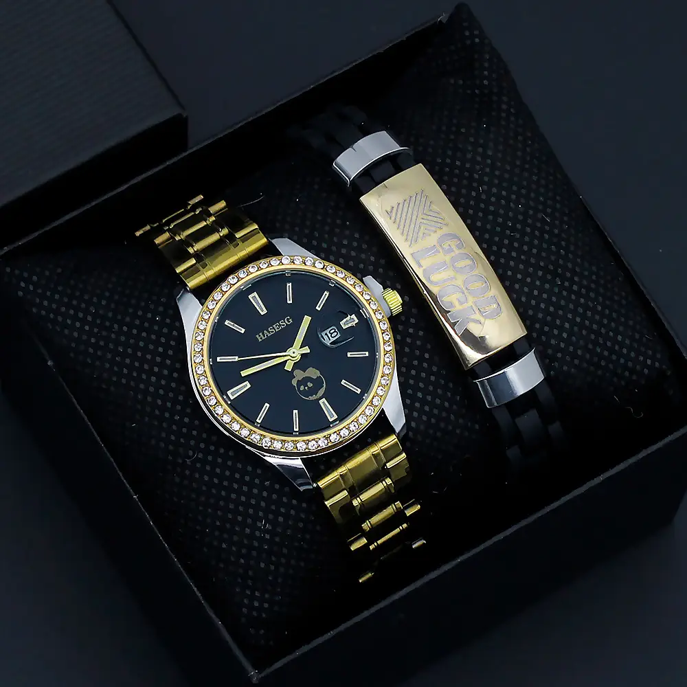 Women's Gold Quartz Watch with Diamond Band — feature 10