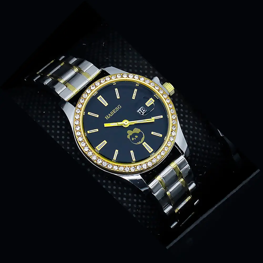 Women's Gold Quartz Watch with Diamond Band — feature 15