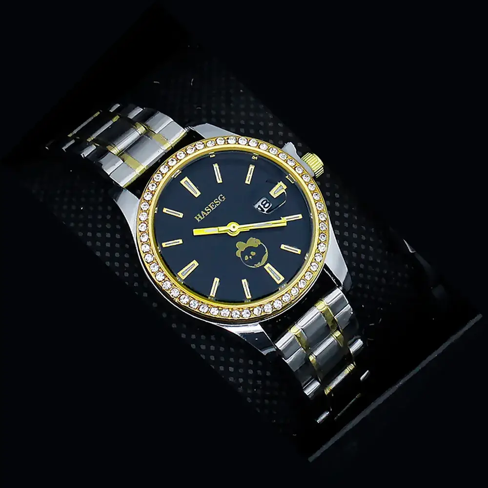 Women's Gold Quartz Watch with Diamond Band - Image 11