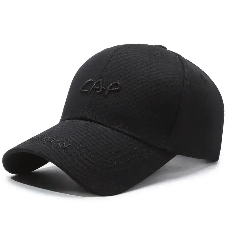 Black Spring Autumn Embroidered Cap for Men Women Adjustable Baseball Visor - Image 3