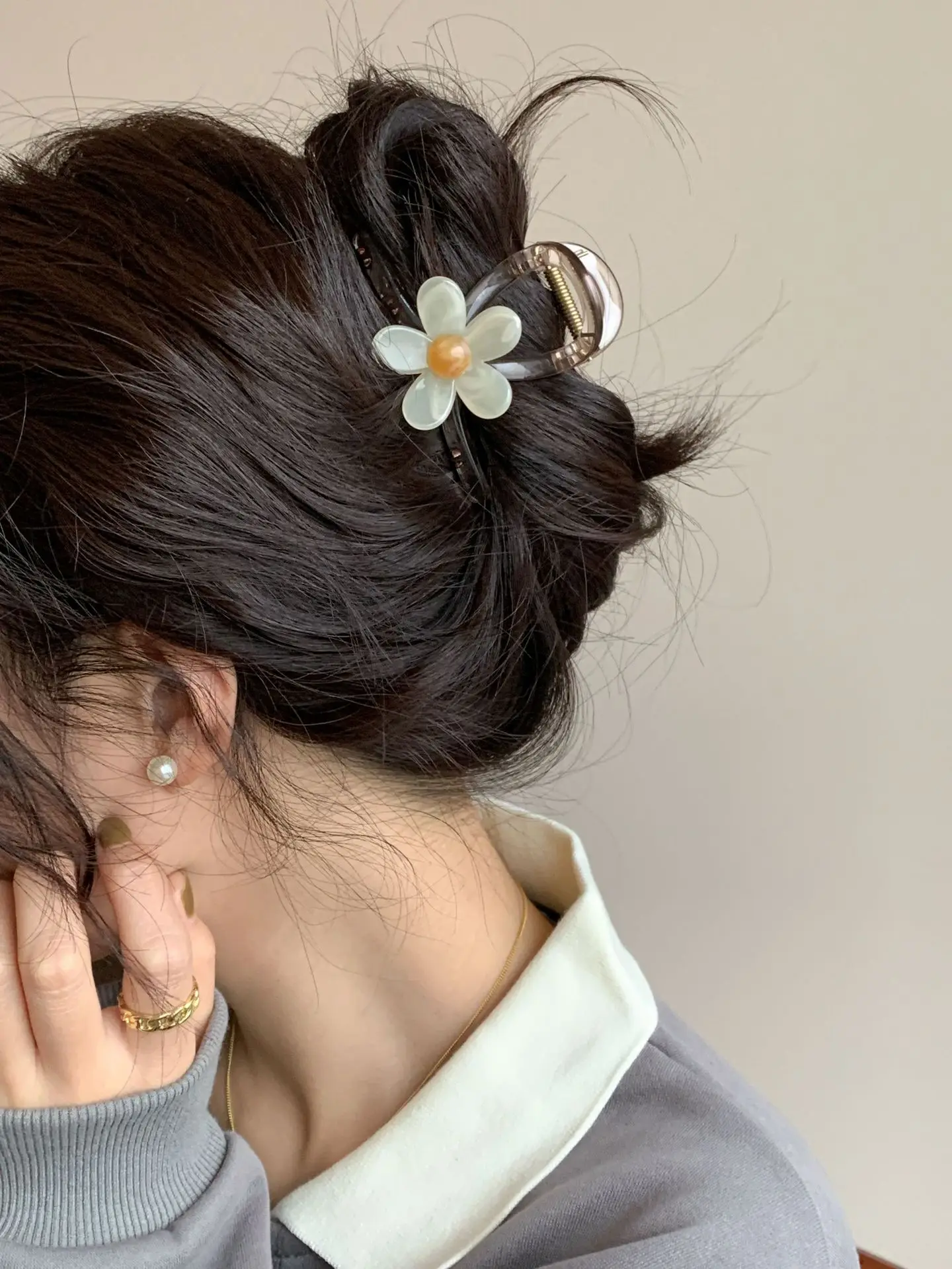 Korean Flower Hairpin for Women Medium Clip — feature 4