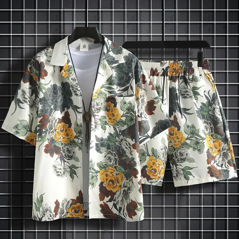 Men Summer Floral Ice Silk Beach Suit Sanya Travel — feature 10