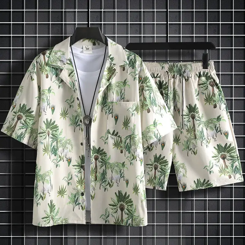 Men Summer Floral Ice Silk Beach Suit Sanya Travel — feature 11