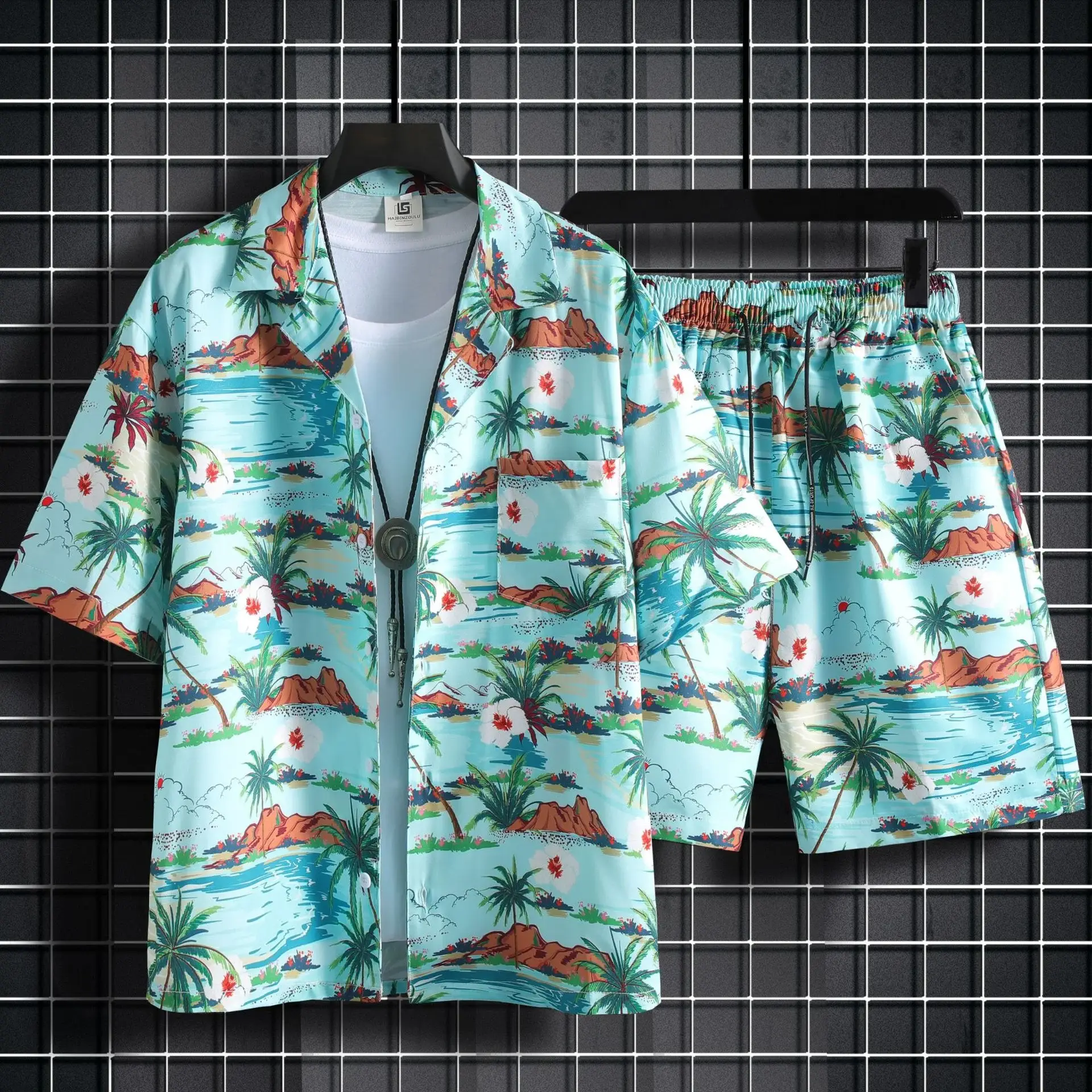 Men Summer Floral Ice Silk Beach Suit Sanya Travel — feature 3
