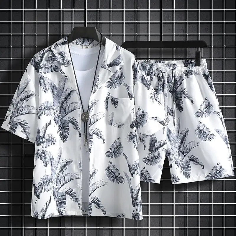 Men Summer Floral Ice Silk Beach Suit Sanya Travel — feature 5