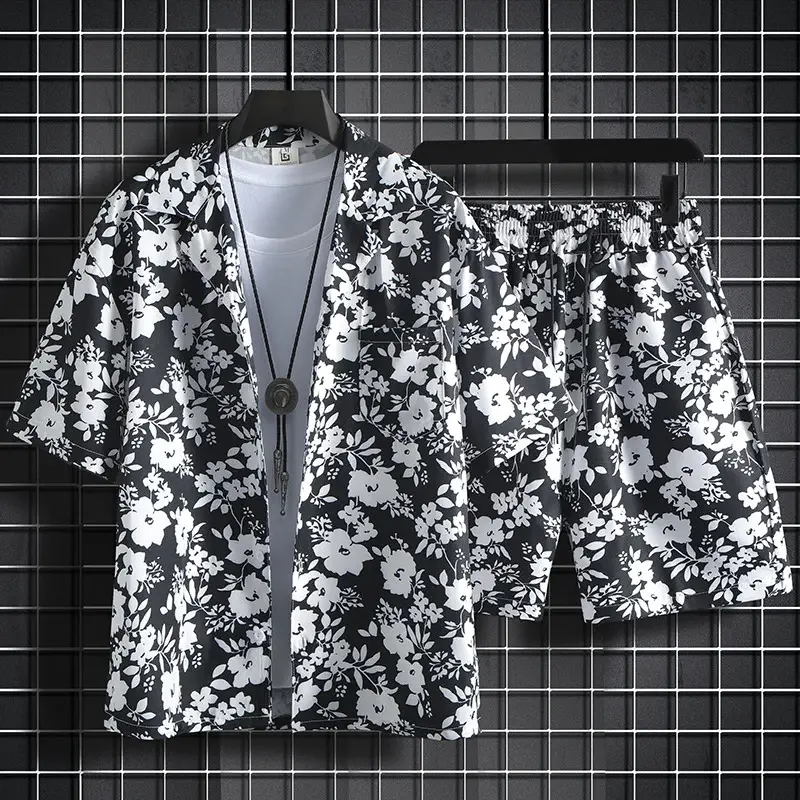 Men Summer Floral Ice Silk Beach Suit Sanya Travel — feature 6